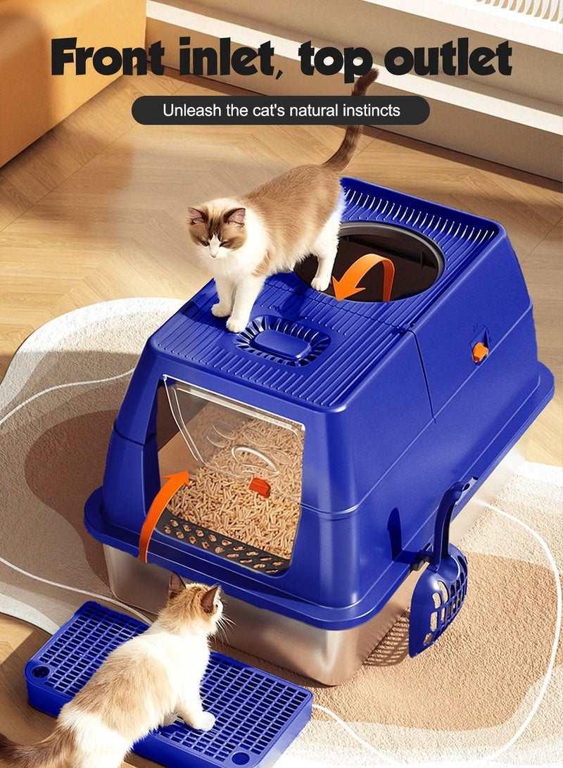 Kidle Semi-enclosed Enclosed Cat Litter Box Semi-enclosed Covered Cat Toilet Large Capacity - Image 4
